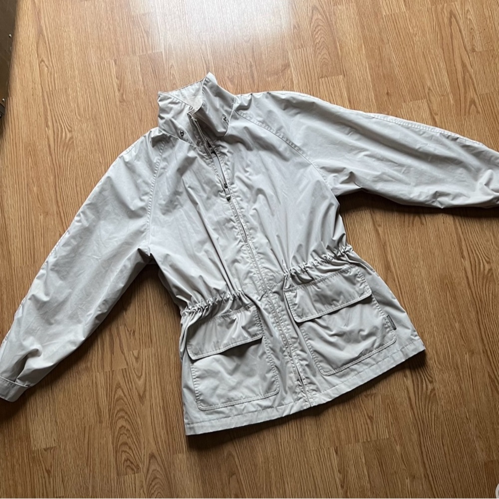 vintage women's tan pacific trail "outdoor wear" hooded zip up jacket/light coat